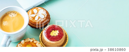 Handcrafted fruit tarts and pastries with coffee Handcrafted fruit tarts and pastries with coffee 38610860