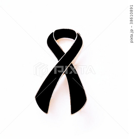 Black ribbon mourning and melanoma awareness. 38610891
