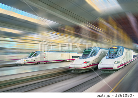 Modern hi-speed passenger train. 38610907