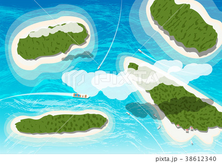 Top view of few tropical islands Top view of few tropical islands 38612340