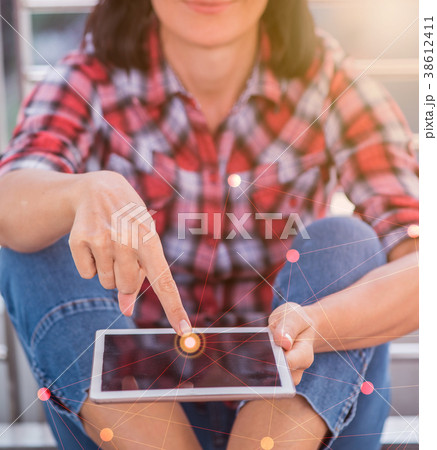 engineer working online on tablet new technology engineer working online on tablet new technology 38612411