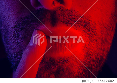 Macro close up on man with thoughtful expression Macro close up on man with thoughtful expression 38612602