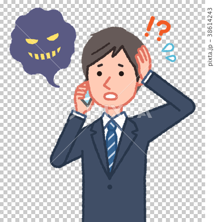不審な電話と慌てる男性 38614243
