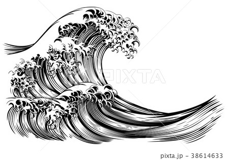 Great Wave Japanese Style Engraving 38614633