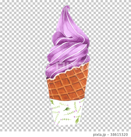 Watercolor Purple Sweet Potato Ice Cream Cone Watercolor Purple Sweet Potato Ice Cream Cone 38615320