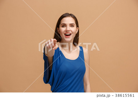 The happy woman point you and want you, half 38615561