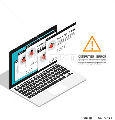 computer bug error notification popup vector	 38615734