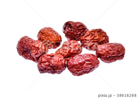 Dried red date or Chinese jujube on white 38616268