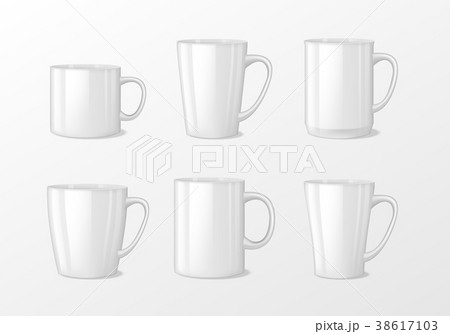 Realistic blank white coffee mug cups with handle 38617103