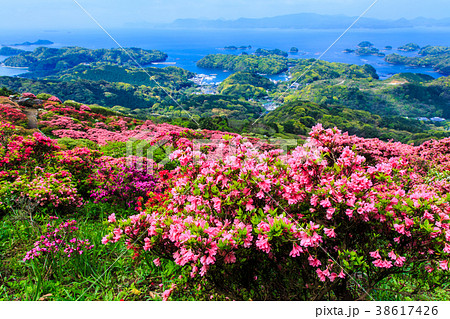 長串山公園のつつじと九十九島　【長崎県佐世保市鹿町町】 38617426