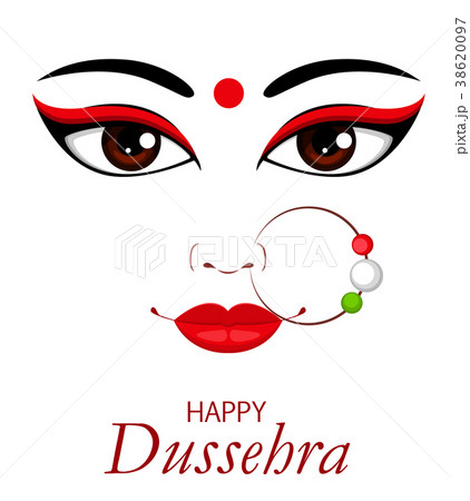 Happy Dussehra vector illustration. Maa Durga Face 38620097