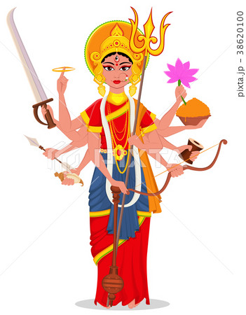 Happy Dussehra vector illustration. Maa Durga 38620100