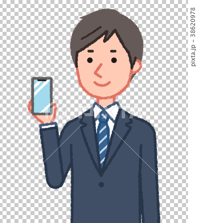 スマホを持つ男性のイラスト素材