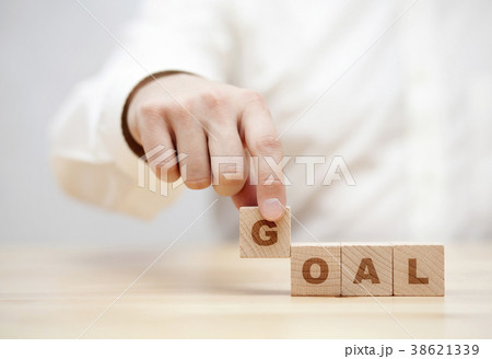 Hand and word Goal made with wooden building block Hand and word Goal made with wooden building block 38621339