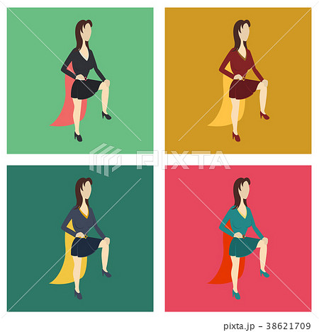 Set of Super hero woman flat poster in comic style Set of Super hero woman flat poster in comic style 38621709