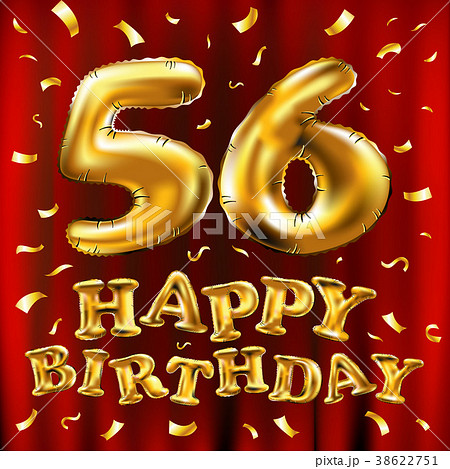vector happy birthday 56 celebration gold balloons 38622751