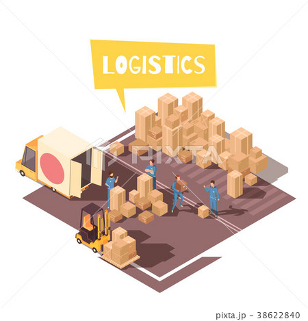 Freight Sorting Isometric Composition 38622840
