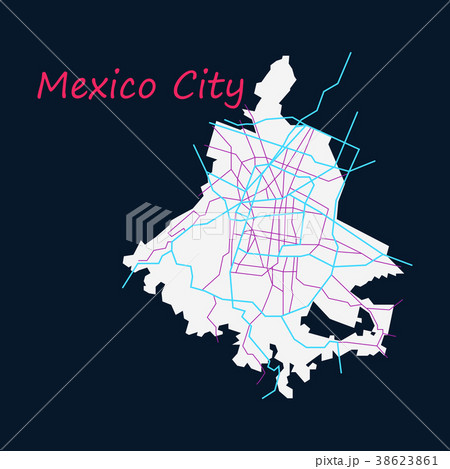 Flat color map of Mexico City, Mexico. City Plan 38623861