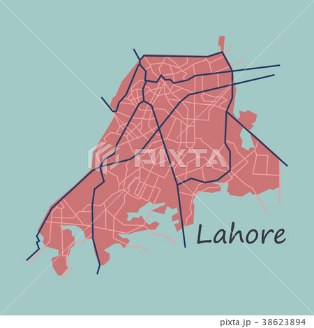LAHORE city map color flat panoramic illustration LAHORE city map color flat panoramic illustration 38623894