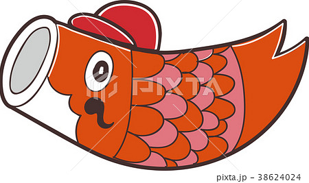 赤い帽子をかぶった鯉のぼりのイラストのイラスト素材
