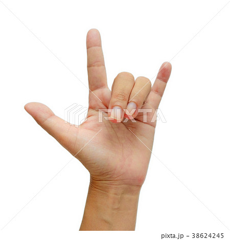 Hand sign meaning I Love You on white background 38624245