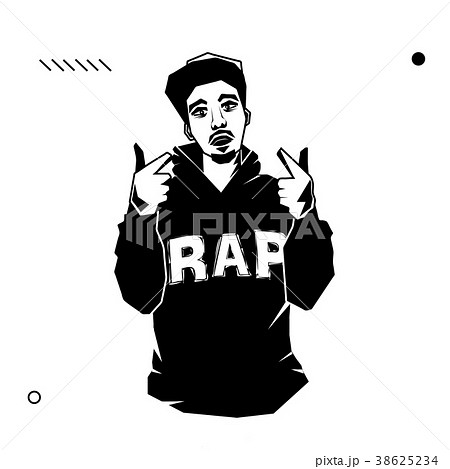Young Male Rapper With Pointing Handsのイラスト素材