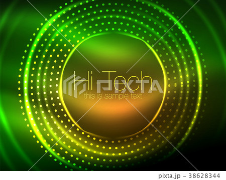 Magic neon circle shape abstract background, shiny 38628344