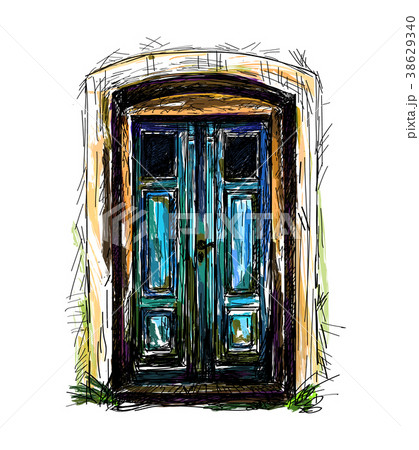 freehand drawing of front door 38629340