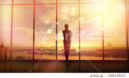 Business woman and corporate infographics 38629642