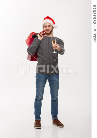 Christmas Concept - Young handsome beard man 38633918
