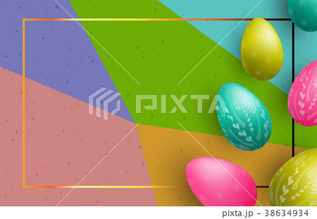 Geometric multicolored background with Easter eggs 38634934