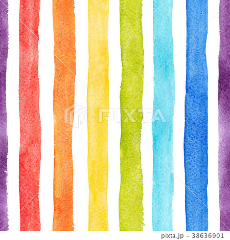 Watercolor rainbow stripes vector pattern 38636901