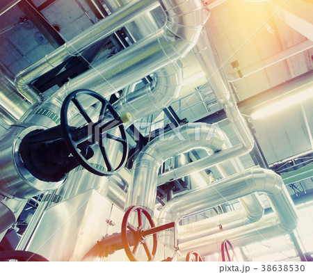Industrial zone, Steel pipelines, valves and cable Industrial zone, Steel pipelines, valves and cable 38638530