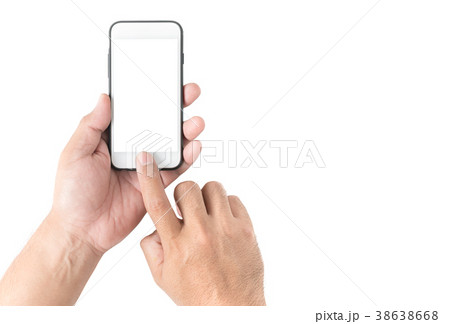 hand man hold and touch on mobile phone 38638668
