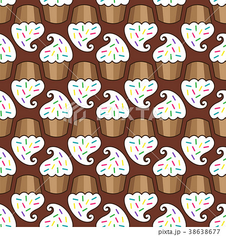 White cream choco cake seamless pattern 38638677