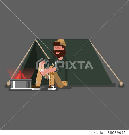 Homeless warms himself near tent 38639045