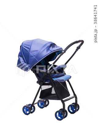 Blue pushchair isolated on white background Blue pushchair isolated on white background 38641741
