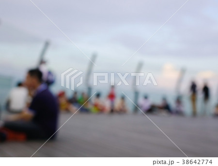 Blurred of people on sky deck of Marina Bay Blurred of people on sky deck of Marina Bay 38642774