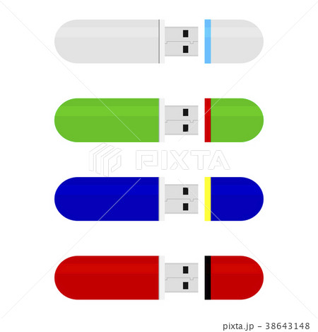 Colored flash drive stick collection vector Colored flash drive stick collection vector 38643148