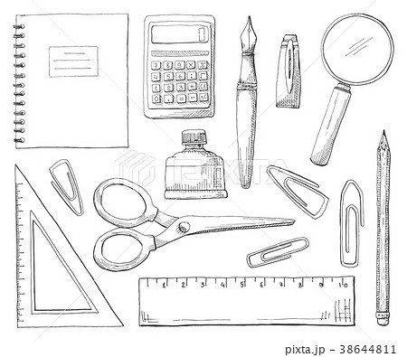 Hand drawn office supplies 38644811