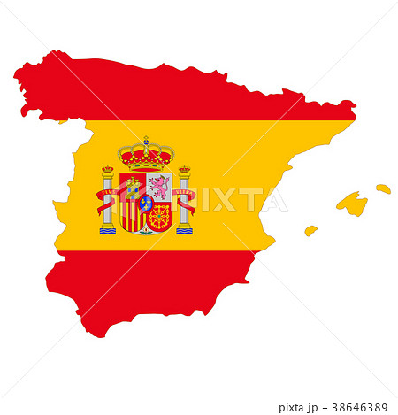 スペイン地図と国旗のイラスト素材