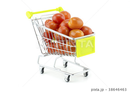 fresh red cherry tomatoes on trolley 38646463