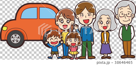 My car and three-family family illustration 38646465