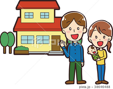 家族とマイホームのイラスト素材のイラスト素材
