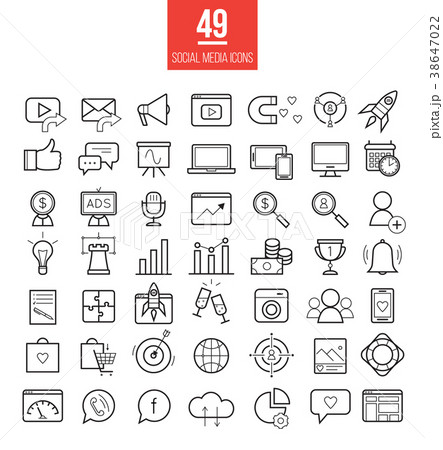 Social media marketing modern line icons set 38647022