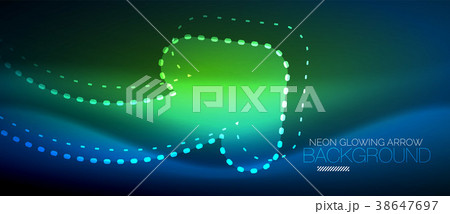 Neon techno arrow, digital abstract background 38647697