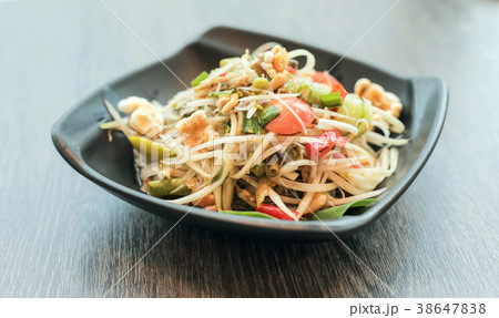 Papaya salad thai food or name in thai Somtum 38647838