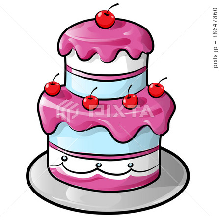 colorful birthday cake with outline 38647860