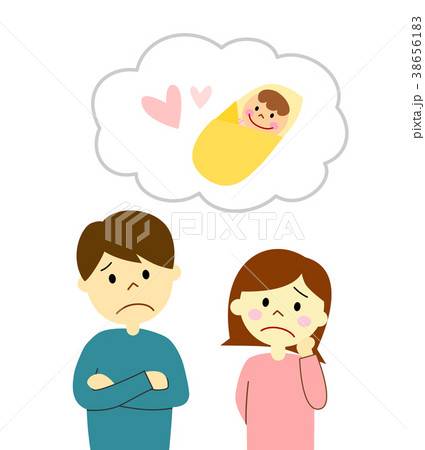 赤ちゃんについて考える夫婦 赤ちゃんについて考える夫婦 38656183