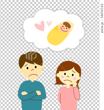 赤ちゃんについて考える夫婦 赤ちゃんについて考える夫婦 38656183